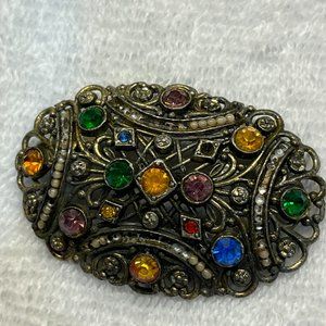Vintage 1940's signed Little Nemo LN 25 Brooch colored rhinstones